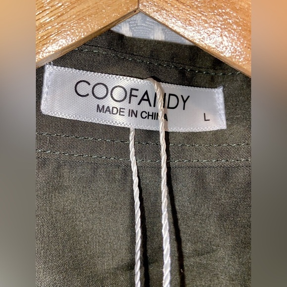 2/40$ Men’s COOFANDY kaki army green buttoned long sleeves shirt Sz Large - Picture 6 of 9